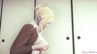 Attack on titans Anime 3D - Annie Head, Boobjob and Fuck inside a tatami