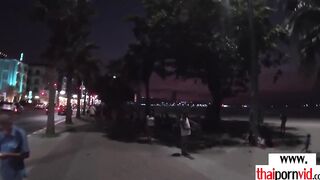 Amateur Thai teens Cherry giving a sexsual hand job to a long white cock