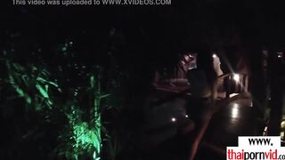 Amateur Thai teens Cherry giving a sexsual hand job to a long white cock
