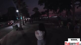 Amateur Thai teens Cherry giving a sexsual hand job to a long white cock