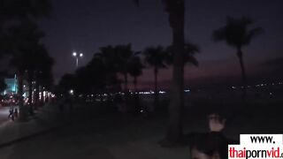 Amateur Thai teens Cherry giving a sexsual hand job to a long white cock