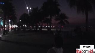 Amateur Thai teens Cherry giving a sexsual hand job to a long white cock