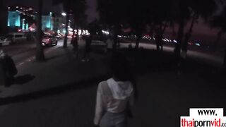 Amateur Thai teens Cherry giving a sexsual hand job to a long white cock