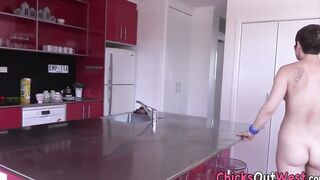 Amateur aussie inside underwear gets on counter