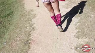 Bae blonde masturbates into park after getting all sweaty / FULL ON RED - MELODY ANTUNES
