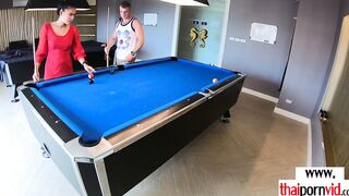 Irresistible plowed session with a big titted amateur Thai 18 year old Polly into the kitchen