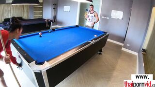 Irresistible plowed session with a big titted amateur Thai 18 year old Polly into the kitchen