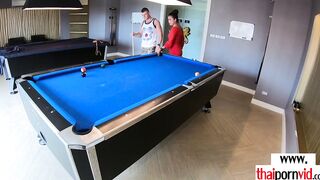 Irresistible plowed session with a big titted amateur Thai 18 year old Polly into the kitchen