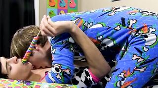 While sucking on a lollipops the hottest twink smashed his asshole