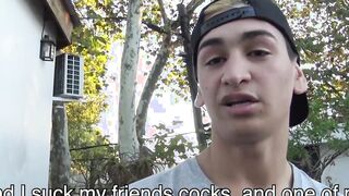 Latino twink fucked bareback doggystyle gets jizz in mouth