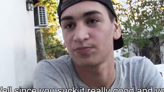 Latino twink fucked bareback doggystyle gets jizz in mouth