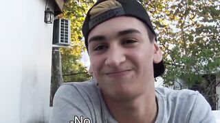 Latino twink fucked bareback doggystyle gets jizz in mouth