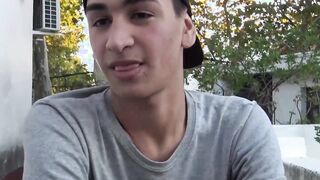 Latino twink fucked bareback doggystyle gets jizz in mouth