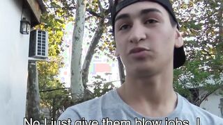 Latino twink fucked bareback doggystyle gets jizz in mouth