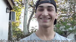 Latino twink fucked bareback doggystyle gets jizz in mouth