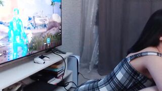 Curvy Asian MILF Distracted While Playing Video Game
