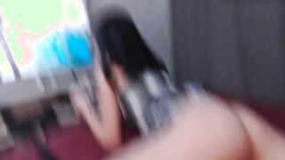 Curvy Asian MILF Distracted While Playing Video Game