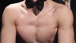 Control cherishing youngster wears provocative athletic supporter during penis massag