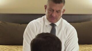 Accommodating young person groans from delight while dick sucking