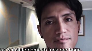 Latino straight dude sucks dick and gets naked for cash