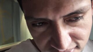 Latino straight dude sucks dick and gets naked for cash