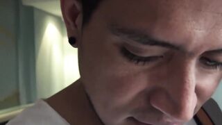 Latino straight dude sucks dick and gets naked for cash