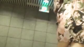 Lovely Japanese cuties groaning and peeing out in the open