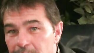 Inked mature stud teases with butthole in wanking solo
