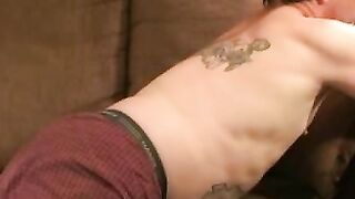 Inked mature stud teases with butthole in wanking solo