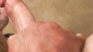 Inked mature stud teases with butthole in wanking solo