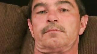 Inked mature stud teases with butthole in wanking solo