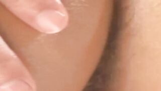 Horny Japanese twink bushy ass close up stroking dick solo