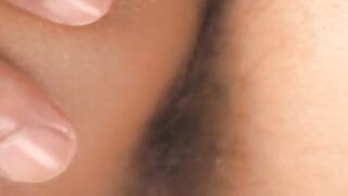 Horny Japanese twink bushy ass close up stroking dick solo
