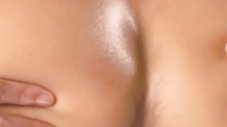 Horny Japanese twink bushy ass close up stroking dick solo