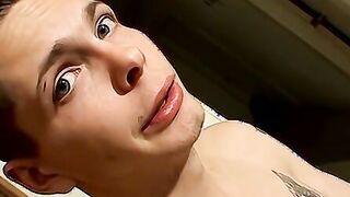 Straight thug is looking at the camera while stroking cock