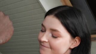 Dark haired petite milks handymans BBC