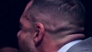 Beautiful man sucks his cock before threeway drilling