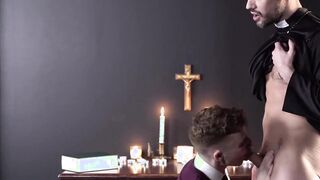 Inked twink lures unusual minister into sans protection ass beating