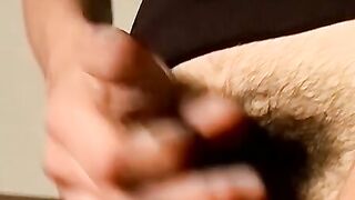 Athletic straight thug Danny strokes his hairy cock and cums
