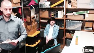 Security guard caught himself a cute twink perp to bareback Hoe 2