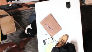 Young tattooed shoplifter barebacked hard by an Ebony guard Hoe 2