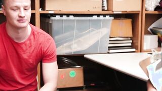 Bearded security officer pounding young thiefs tight ass