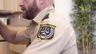 Bearded Policeman sucks buddys huge cock after blackmail Hoe 2