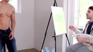 Muscular horny studs raw fucking and blowning on the table