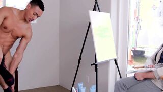 Muscular horny studs raw fucking and blowning on the table