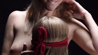 Fortunate buddy watches two sweet teenies in a licking sin show