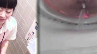 Gorgeous Japanese babes filmed pissing with secret cam
