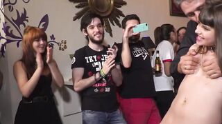 Parisian babe public fucked in bondage in crowded place