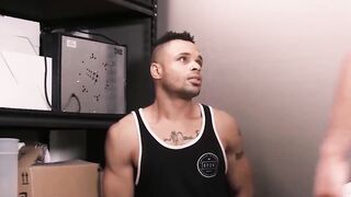 Tattooed jock throatfucked before bareback big dick pounding