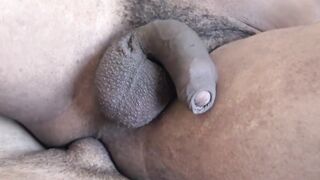 Inked jock rides dick for first time shoots cum on himself